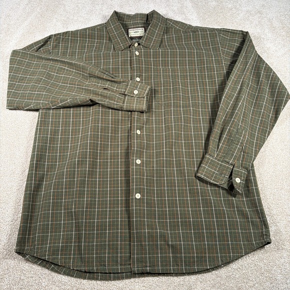 Adirondack Other - Adirondack Mens Long Sleeve Button Up Shirt Large Green Checkered Cotton